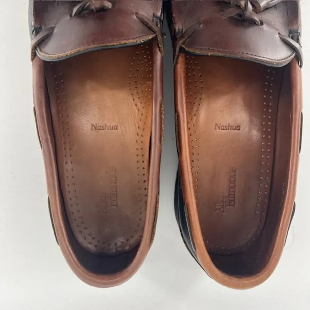 Allen Edmonds Nashua Loafer Mens 12D Brown Two-Tone Kiltie Tassel Moc ToePebbled
